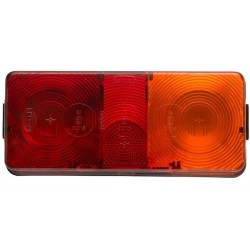 John Deere 1850 2SD002582021 Galinis žibintas RH stačiakampis, 12/24V, raudona/oranžinė, užsukamas, 170x62x75mm, Hella