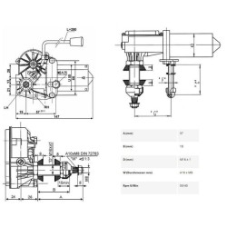 John Deere 2850 CA503034846 Valytuvo variklis 12V 85° velenas L: 37mm Ø10mm