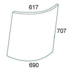 John Deere 4250 R50755N Viršutinis kairysis priekinis stiklas