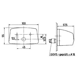 Case - IH 956 / 956XL 134006100 Valstybinio numerio apšvietimas 10W, stačiakampis, 12V, baltas, užsukamas, 100x57,5mm, Jokon