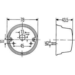 John Deere 1120 2BE001259061 Krypties ir padėties apšvietimas 18/3W, apvalus, 12V, gintaro spalvos/skaidrus, Ø 78mm, Hella