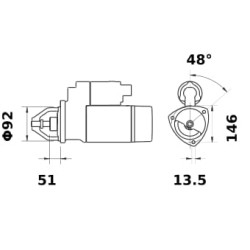 Case - IH 7230 IS1089 Starteris 12V, 4,2kW, 10 dantų, CW, Mahle
