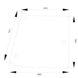 John Deere 5065E R201575N Šoninis stiklas