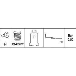John Deere 5520N 6ZL003259381 Alyvos slėgio jungiklis, 1 kontaktas, 1/8" 27-NPT, paprastai uždarytas kontaktas