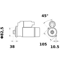 John Deere 5115R IS1103 Starteris 12V, 3,2kW, 10 dantų, CW, Mahle