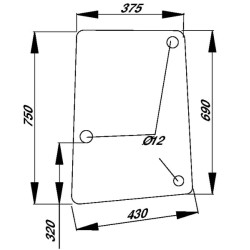 John Deere 6510 L113306N Šoninis stiklas