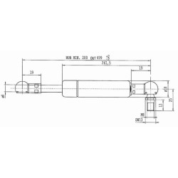 John Deere 6830PR CA977861 Dujinis statramstis L499mm 170N Stabilus
