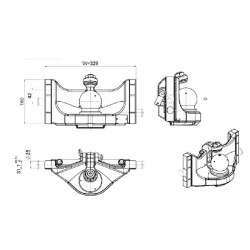 John Deere 6170R 05633045A17 Buksyravimo rutulio jungtis 80 mm 329 mm