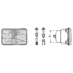 John Deere 7400 05400000 Priekinių žibintų įdėklas Halogeninis, stačiakampis, skaidrus, Cobo