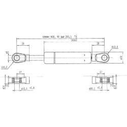 Case - IH 885 / 885XL CA050016 Dujinis statramstis L283.5mm 520N Stabilus