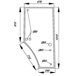 John Deere 7610 R131164N Durų stiklas