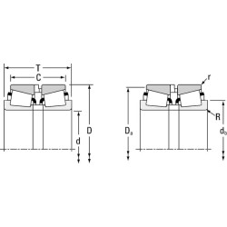 John Deere 7610 LM6704890026 kūginis ritininis guolis 31,75x59,14x35,72 mm Timken