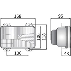 John Deere 7520 LA80172 Halogeninis priekinis žibintas, stačiakampis, 12/24V, 168x106mm, Kramp