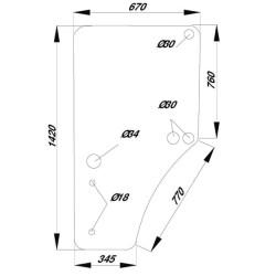 John Deere 7130 L169102KR Durų stiklas kairysis
