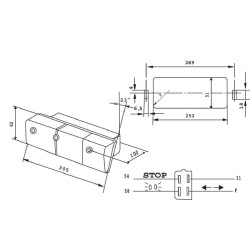 Case - IH AVJ55 02351000 Galinis žibintas RH stačiakampis, raudonas/gintarinis, užsukamas, 305x62x100mm Deutsch kištukas, Cobo