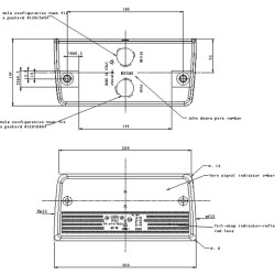 John Deere 9320 02780000 Galinis žibintas stačiakampis, raudonas/gintaras, užsukamas, 220x104mm, Cobo
