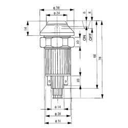 Case - IH CS63 11245630PN Stūmimo jungiklis, trauklės keltuvas, apvalus, žalias