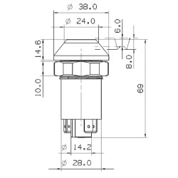 Case - IH CS94 11245640PN Stūmimo jungiklis, apatinė trauklė, apvali, žalia
