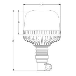 Švyturys LED, 20W, 12-24V, gintaro spalvos, lankstus stulpo tvirtinimas, Ø 126mm x201mm LA20090