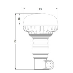 Švyturys LED, žemo profilio, 15W, 12-24V, gintaro spalvos, lankstus stulpo tvirtinimas, Ø 86mm x138mm LA20092