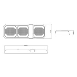 Daugiafunkcinis galinis šviesos diodas, 12-24V, 295x100x30mm, 1,5 m laidas, balta/oranžinė/raudona, Kramp LA40091