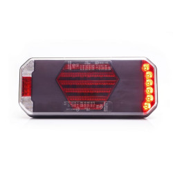 Daugiafunkcis galinis žibintas LED, dešinė, raudona/oranžinė/balta, 12-24V, 236x104x40.5mm LA40110R