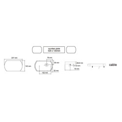 Galinis LH LED žibintas, 9/10,3 W, stačiakampis, 12/24 V, baltas/raudonas/geltonas/mėlynas, užsukamas, 237x29x140mm, 47 LED LA26