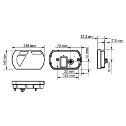Daugiafunkcinis galinis KŠ žibintas LED, SMART, 12V, 236x140x24,3 mm, 5 kontaktų bajonetas, Kramp L26060P5LH5SM