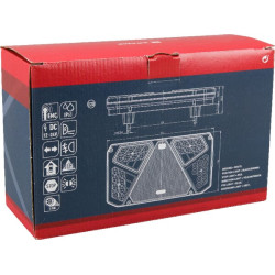 Daugiafunkcinis galinis KŠ žibintas LED, stačiakampis, 12-24V, 242x134x36.5mm, 7 kontaktų, Kramp LA40008