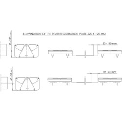 Daugiafunkcinis galinis KŠ žibintas LED, stačiakampis, 12-24V, 242x134x36.5mm, Kramp LA40007