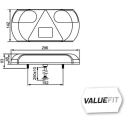 Galinis žibintas RH LED, 24V, Hella ValueFit 2VP357016121