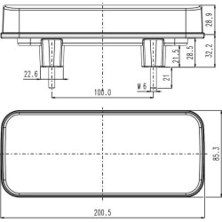 Daugiafunkcinis galinis šviesos diodas, stačiakampis, 12V (integruota varža), 200,5x85,3x28,9 mm, Kramp LA40070