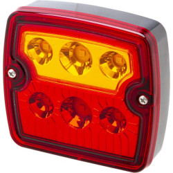 Galinis LED, kvadratinis, 12/24V, raudonas/oranžinis, 105,4x29,5x97,4 mm, 6 LED, Kramp LA40061