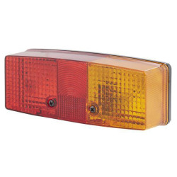 Galinis dešinės pusės žibintas stačiakampis, 12/24V, raudona/oranžinė, užsukamas, 158x51x64mm, Hella 2SD003184041