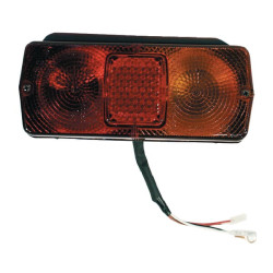 Galinis dešinės pusės žibintas stačiakampis, 12V, raudonas/gintaras, užsukamas, 184x76mm, 4 kontaktų, Cobo 02369000