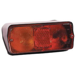 Galinis žibintas LH stačiakampis, 12V, raudonas/gintaras, užsukamas, 212x155mm Deutsch kištukas, Cobo 02528000