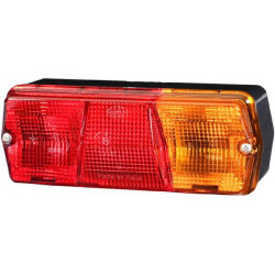 Galinis dešinysis žibintas stačiakampis, 12/24V, gintarinis/raudonas, užsukamas, 201x71x76mm, Hella 2SD001680281