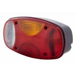 Galinis dešinės pusės žibintas stačiakampis, 12 V, raudona/balta/gintarinė, užsukamas, 225x122mm, Hella 2VP343640041