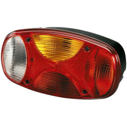 Galinis dešinės pusės žibintas stačiakampis, 12 V, raudona/balta/gintarinė, užsukamas, 225x122mm, Hella 2VP343640041