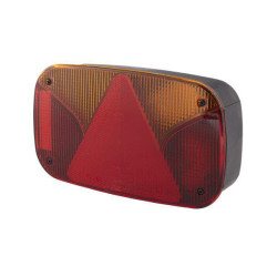 Galinis dešinės pusės žibintas stačiakampis, 12V, raudonas/gintaras, užsukamas, 244x60x138mm, 5 kontaktų, Hella 2VB998232021