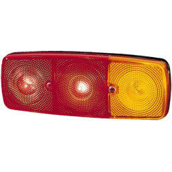 Galinis žibintas RH stačiakampis, 12/24V, raudona/oranžinė, užsukamas, 282x76x105mm, Hella 2SD001699061