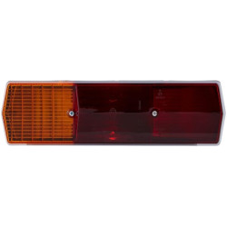 Galinis dešinės pusės žibintas stačiakampis, 12/24V, gintarinis/raudonas, užsukamas, 330x78x95mm, Hella 2SD001688141