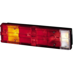 Galinis dešinysis žibintas stačiakampis, 12/24V, gintarinis/skaidrus/raudonas, užsukamas, 465x54x134mm, Hella 2VP008204101