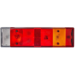 Stačiakampio formos galinis žibintas, 24 V, skaidrus/gintarinis/raudonas, užsukamas, 476x83x131mm, 8 kontaktų, Hella 2VD00732313
