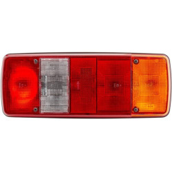 Galinis dešinės pusės žibintas stačiakampis, 12/24V, raudona/gintarinė/balta, užsukamas, 343x75x133mm, Hella 2VP003567121