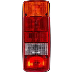 Galinis dešinės pusės žibintas stačiakampis, 12/24V, raudona/gintarinė/balta, užsukamas, 343x75x133mm, Hella 2SK003567661