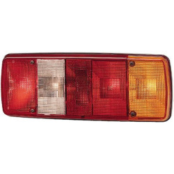 Galinis dešinės pusės žibintas stačiakampis, 12/24V, raudona/gintarinė/balta, užsukamas, 343x75x133mm, Hella 2SK003567661