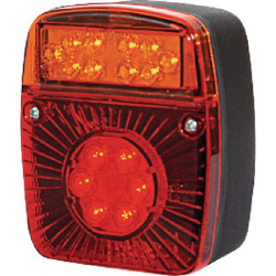 Daugiafunkcis galinis žibintas LED, kvadratinis, 12-24V, 121x101x56mm, 5 kontaktų, Kramp LA40022