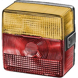 Galinis kvadratinis žibintas, 12V, gintarinis/raudonas, užsukamas, 102x55x98mm, Hella 2SE004623001