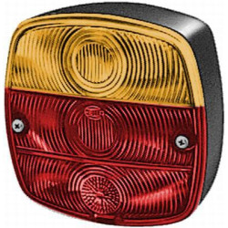 Galinis kvadratinis žibintas, 12/24V, raudona/oranžinė, užsukamas, 120x52x120mm, Hella 2SD002514161